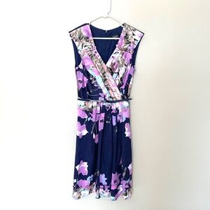 Adrianna Papell Floral Sleveless Full skirt Lined Dress size 8